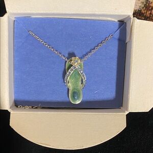 Elegant Green Flip Flop Pendant Necklace